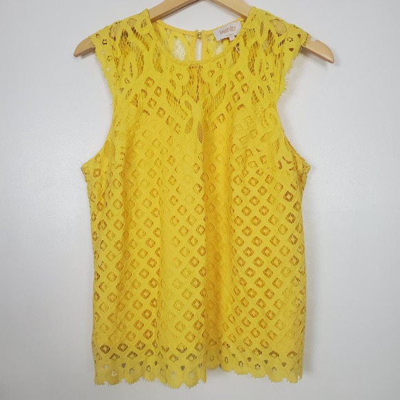 Laundry by Shelli Segal yellow tank cap sleeved blouse - Picture 1 of 4